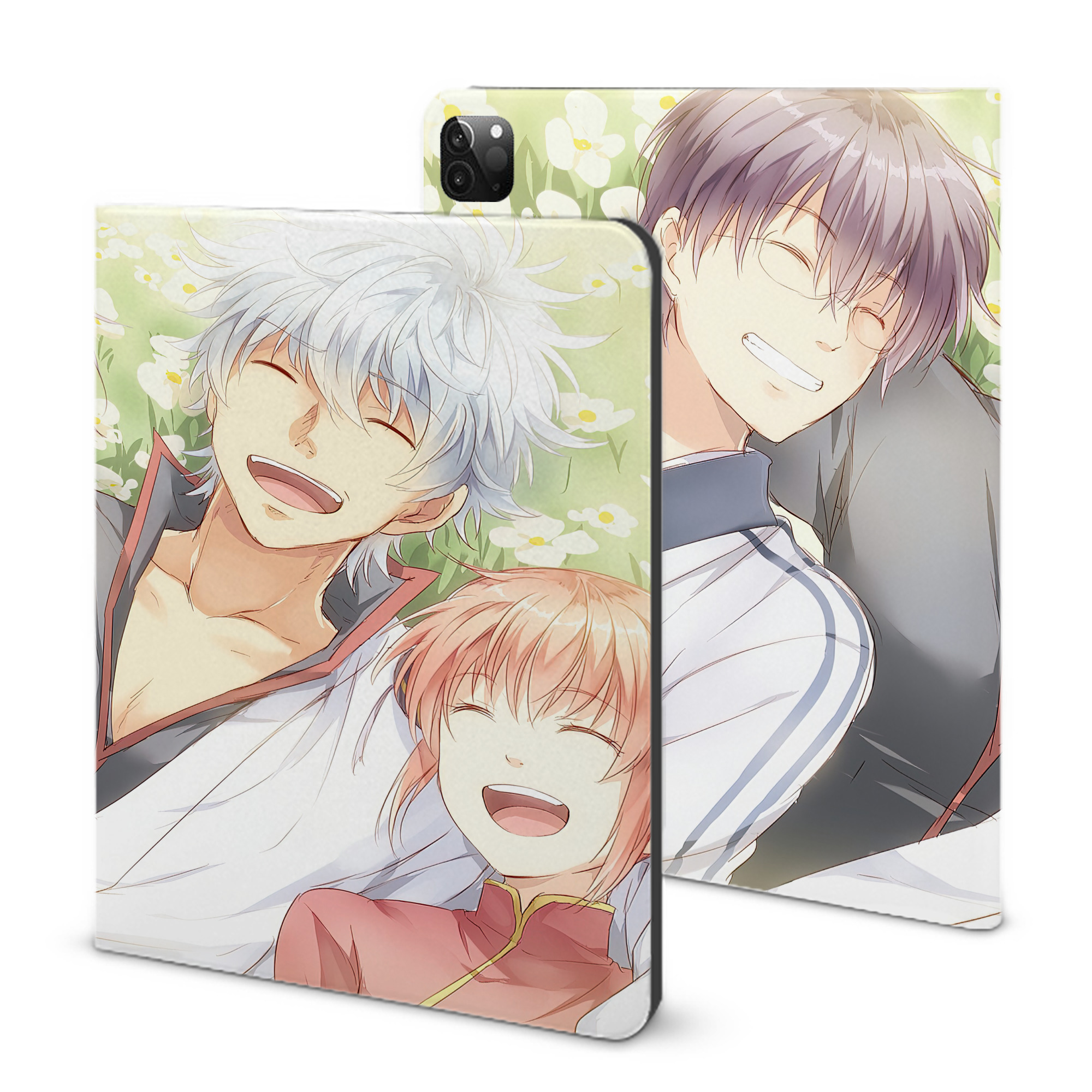 （画像用） ぎんたま 坂田銀時（さかたぎんとき） 神楽 志村新八（しむら しんぱち） GINTAMA Sakata Gintoki Kagura Shimura Shinpachi IPadケース ペンホルダー付き ブックスタイルデザイン
